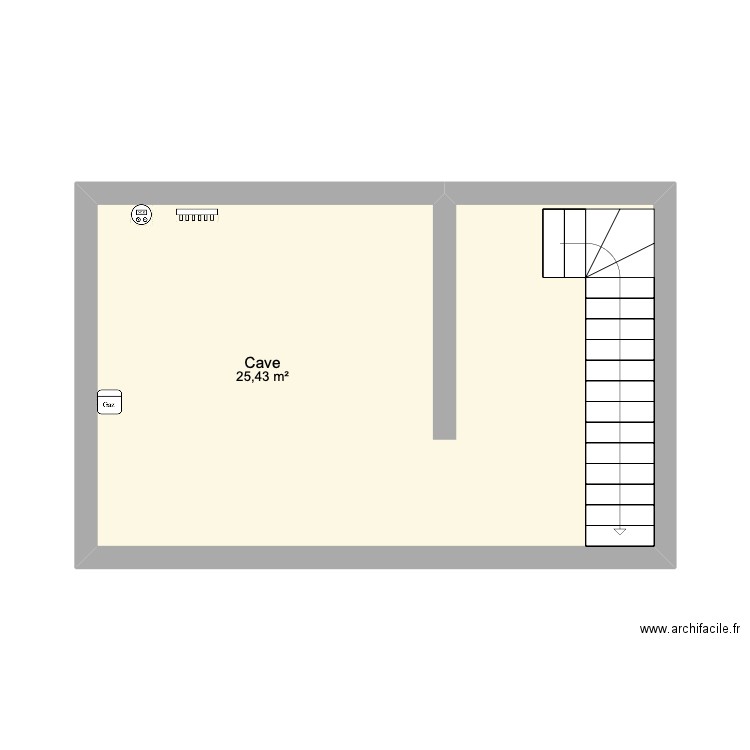 cave. Plan de 1 pièce et 25 m2