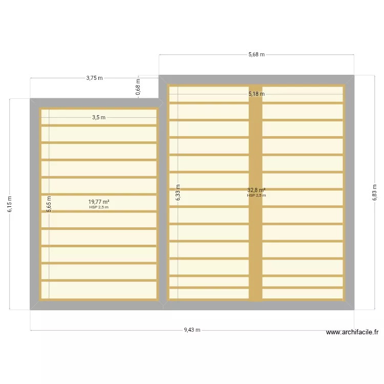 Solivage étage 1. Plan de 2 et 53 m² Solivage étage 1. Plan de 2 et 53 m²