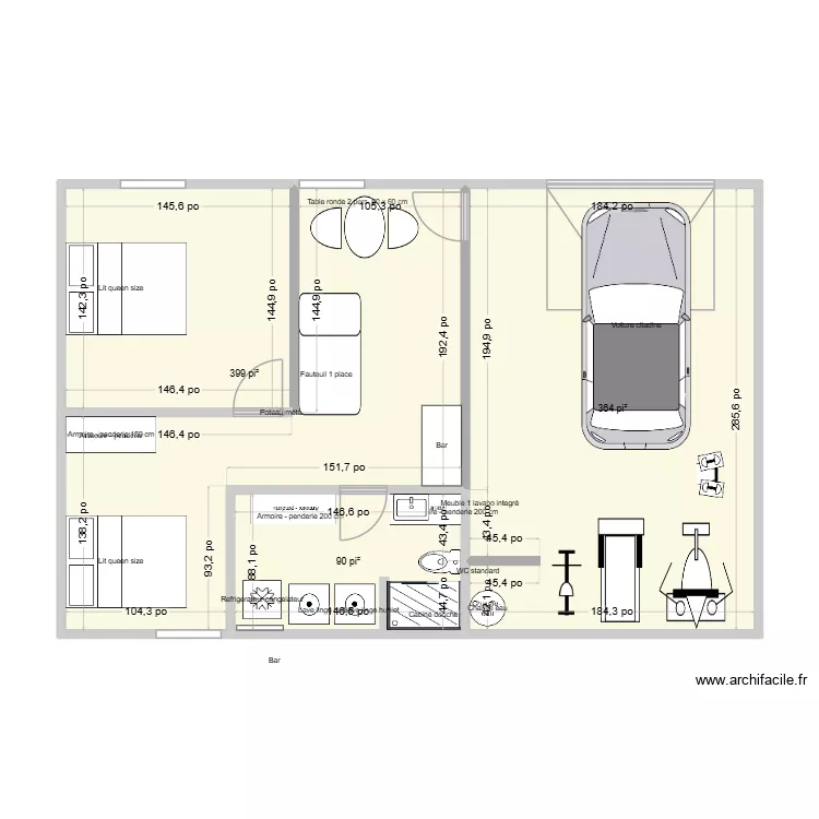 Etape 1. Plan de 3 pièces et 79 m²