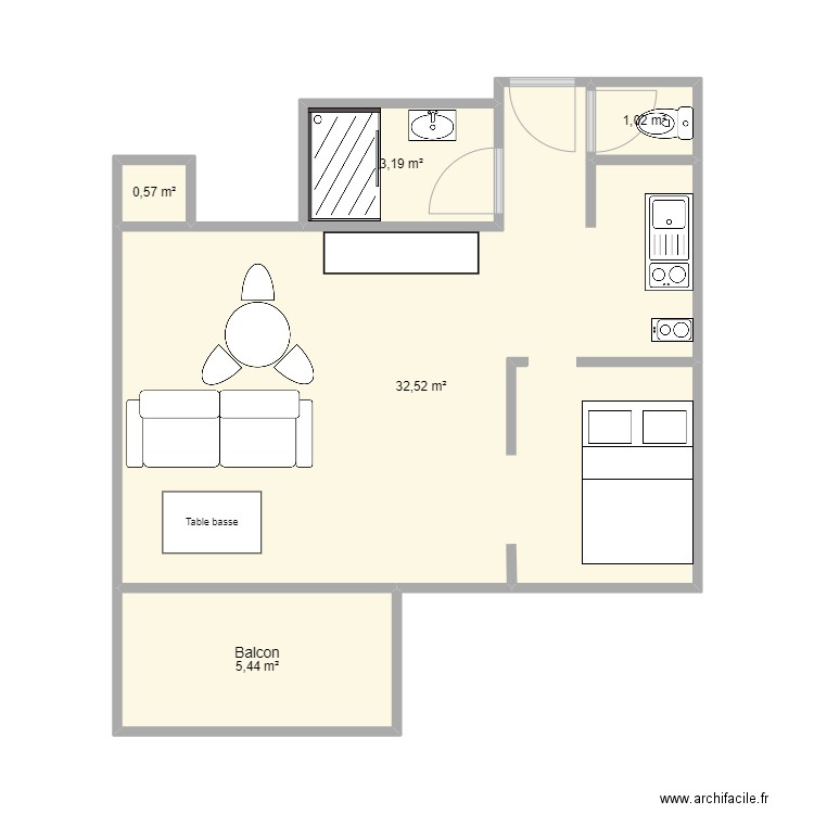 Valberg . Plan de 5 pièces et 43 m2