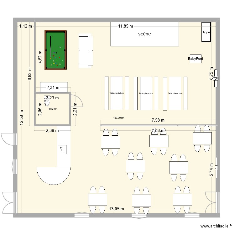 Bar / Restaurant. Plan de 2 pièces et 162 m2