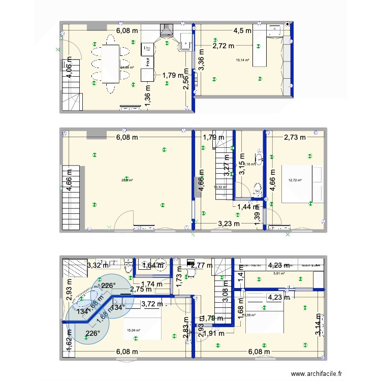 maison Pierrefonds V3. Plan de 11 pièces et 150 m2