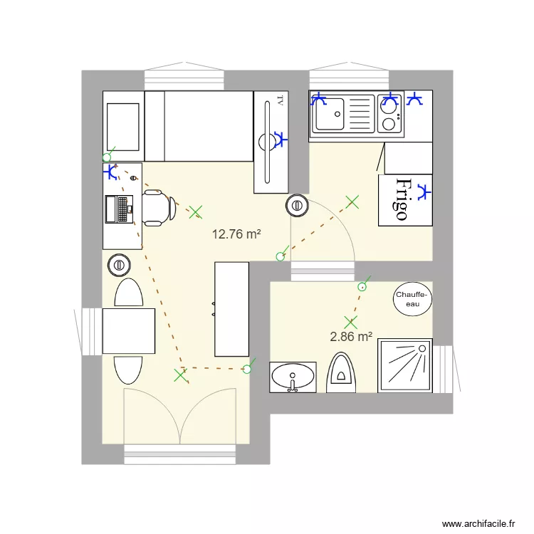 pepite. Plan de 2  et 16 m²