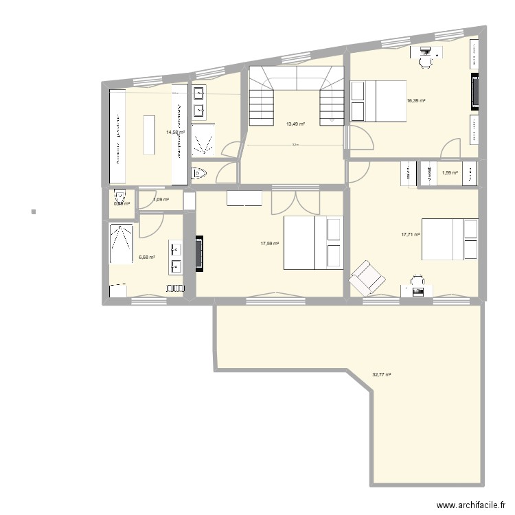 DH - 1er etage 28-12-25. Plan de 10 pièces et 123 m2