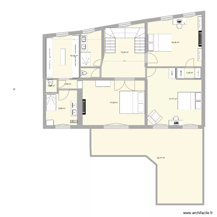 DH - 1er etage 28-12-25. Plan de 10  et 123 m²