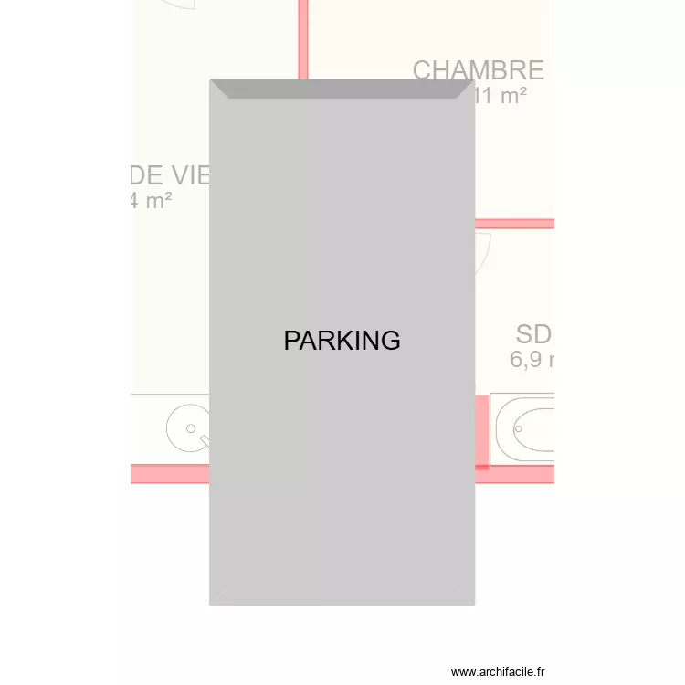 BI 33595. Plan de 8 pièces et 61 m²