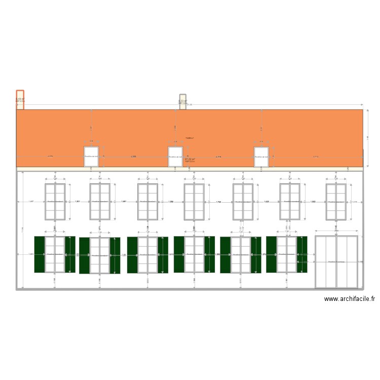 wimille façade. Plan de 3 pièces et 28 m2