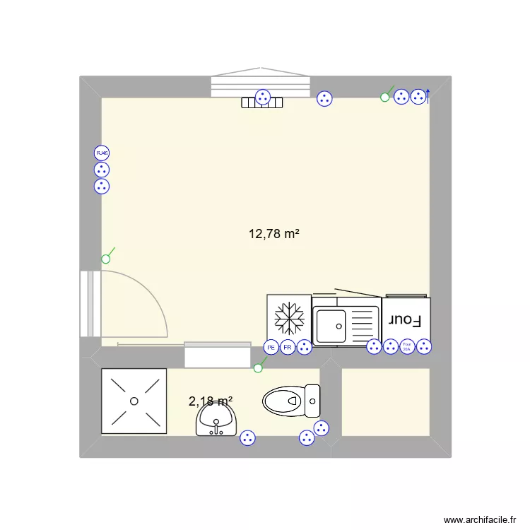 studio. Plan de 2 et 15 m² studio. Plan de 2 et 15 m²