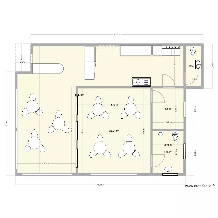 plan final. Plan de 5  et 87 m²