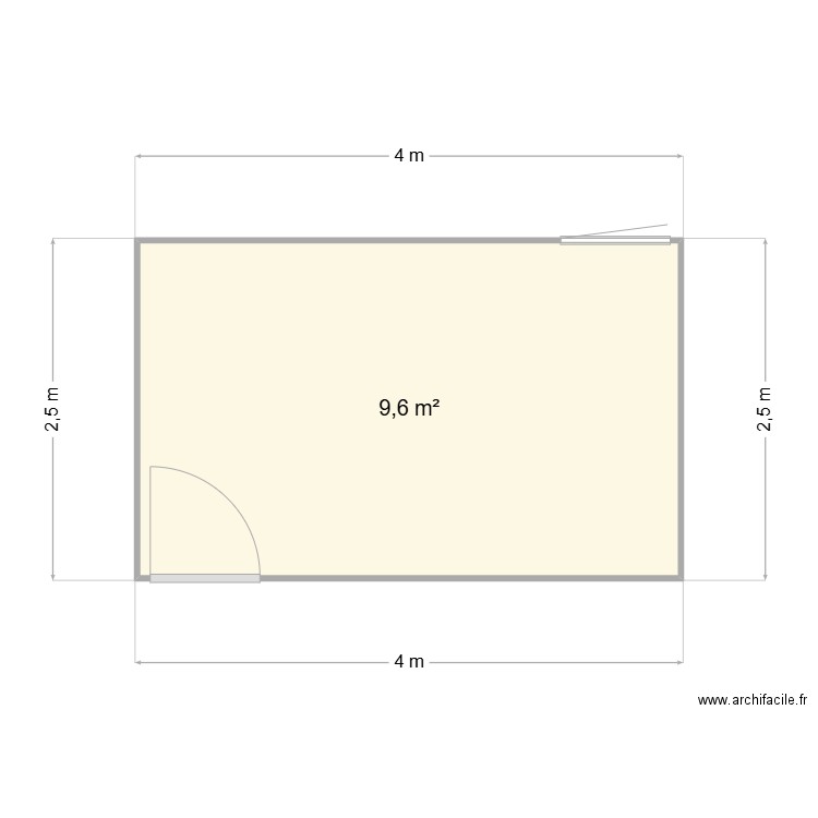 Modèle COnteneur. Plan de 1 pièce et 10 m2