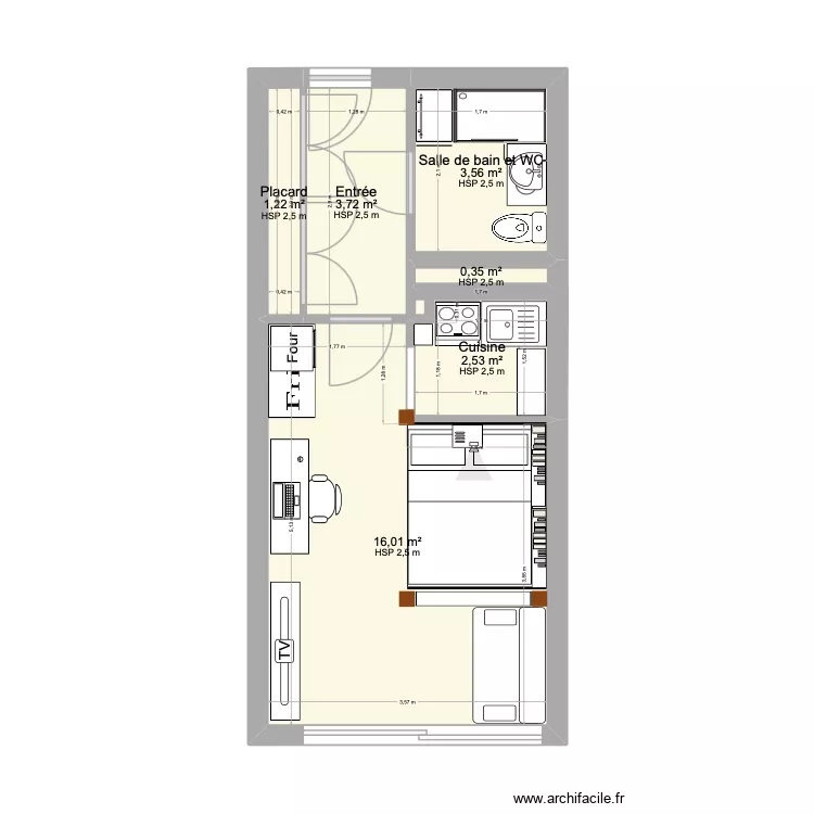 Appart Tabor autre douche. Plan de 6 et 27 m² Appart Tabor autre douche. Plan de 6 et 27 m²