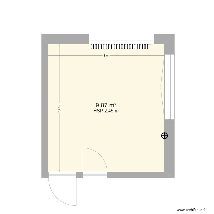 cuisine. Plan de 1 pièce et 10 m2
