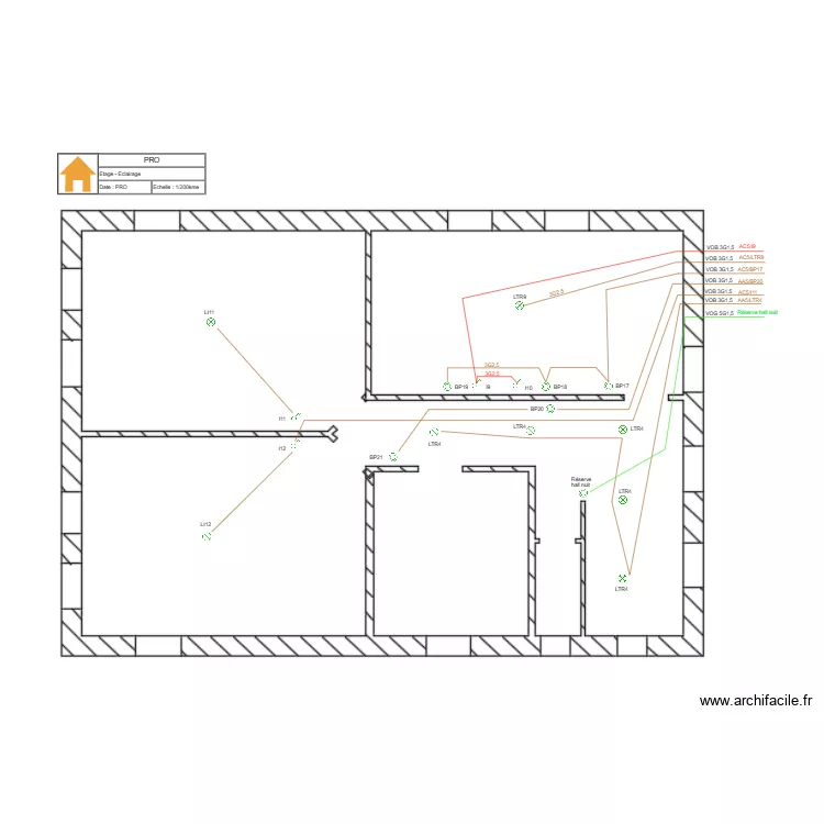 Etage - Eclairage. Plan de 