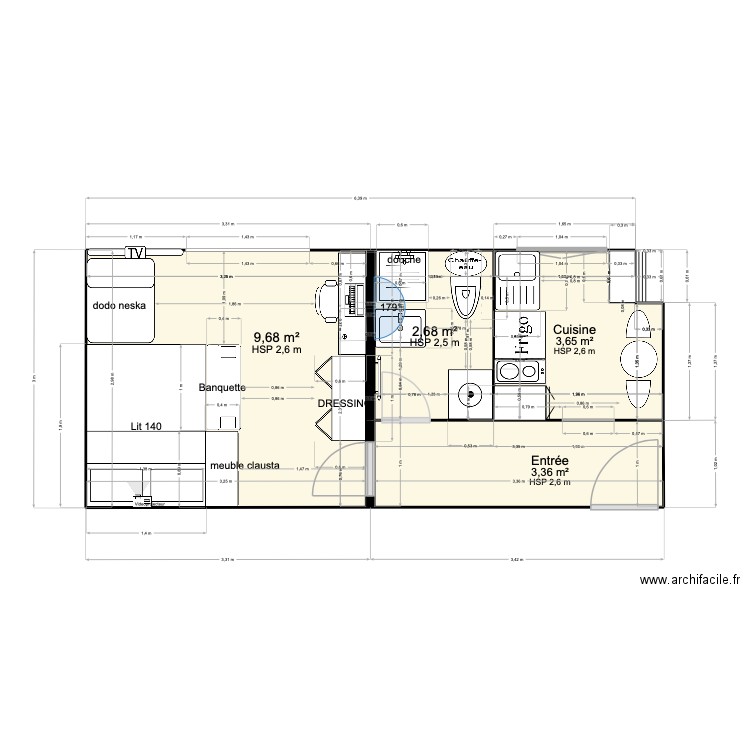 STENDHAL #2. Plan de 4 pièces et 19 m2