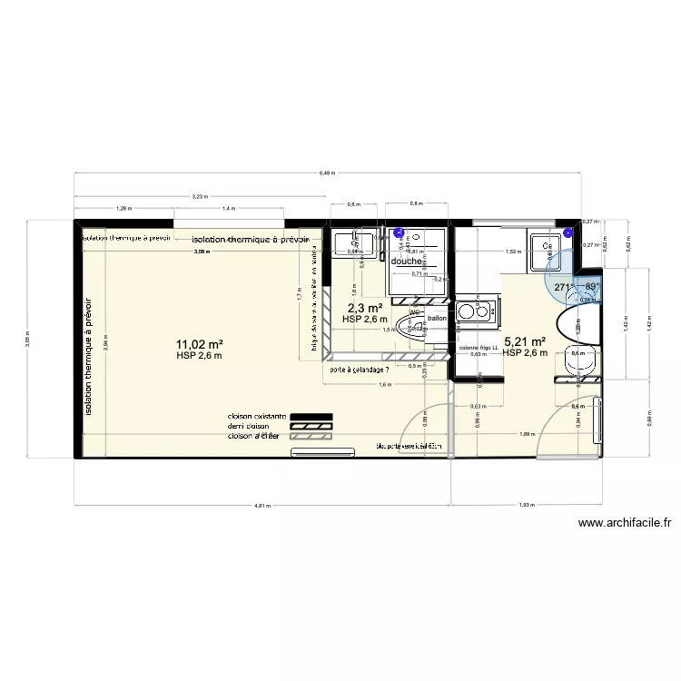 STENDHAL #2. Plan de 3  et 19 m²