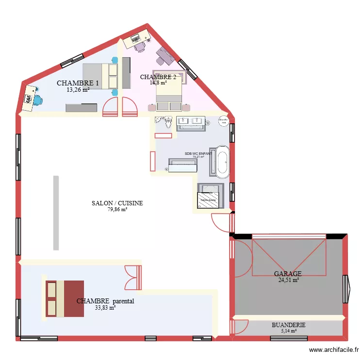 2. PLAN MAISON plein pied. Plan de 7 et 187 m² 2. PLAN MAISON plein pied. Plan de 7 et 187 m²