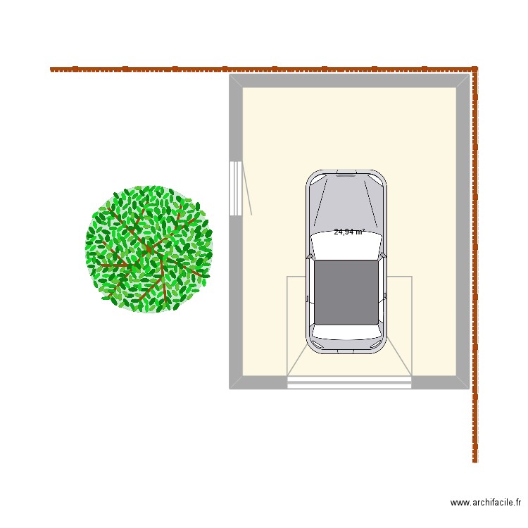 garage. Plan de 1 pièce et 25 m2