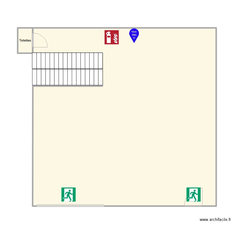 RDC evacuation. Plan de 2 pièces et 96 m2