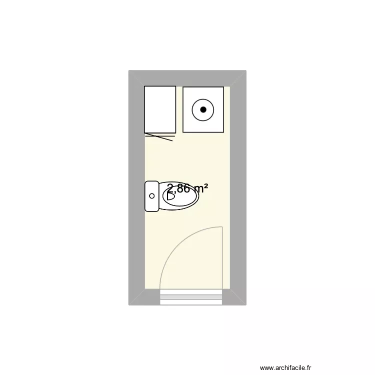wc1. Plan de 1 Pièce et 3 m²