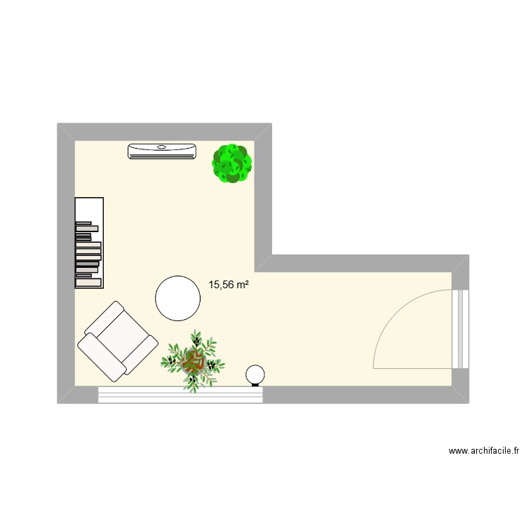 Plan salle de repos. Plan de 1 pièce et 16 m2