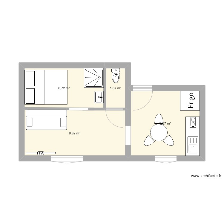 Marseille. Plan de 4 pièces et 28 m2