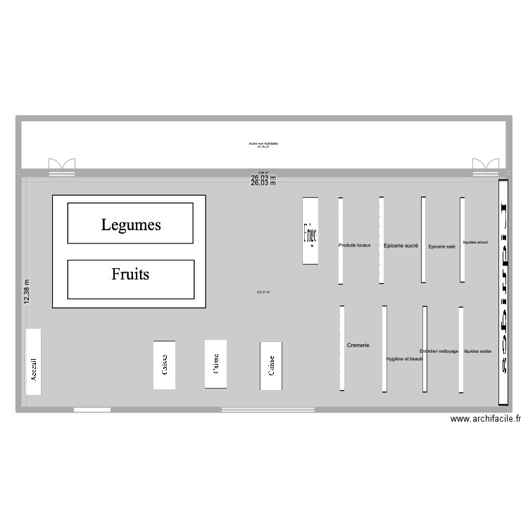 noise. Plan de 3 pièces et 393 m2