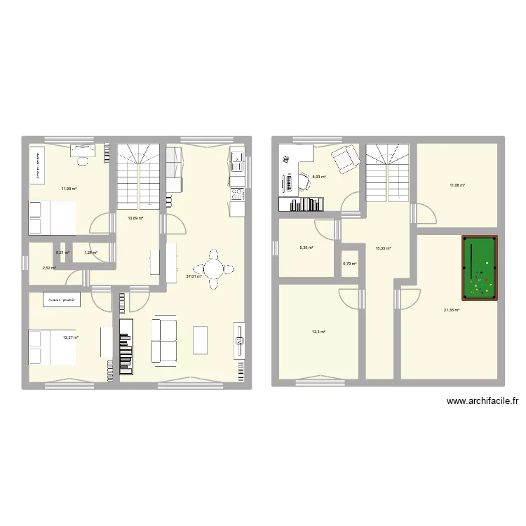 Nouvelle maison V2. Plan de 14  et 151 m²