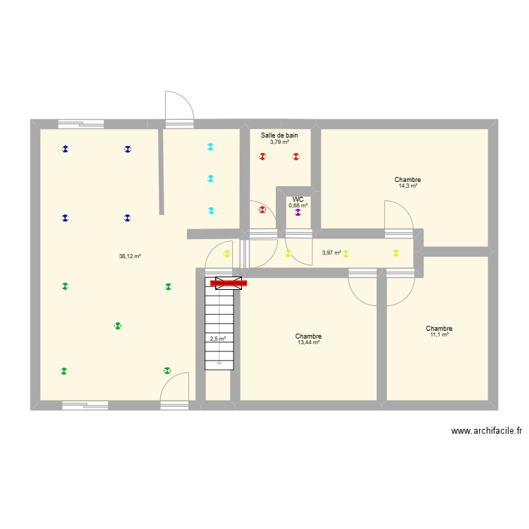 mornant croquis 1. Plan de 8 pièces et 88 m2
