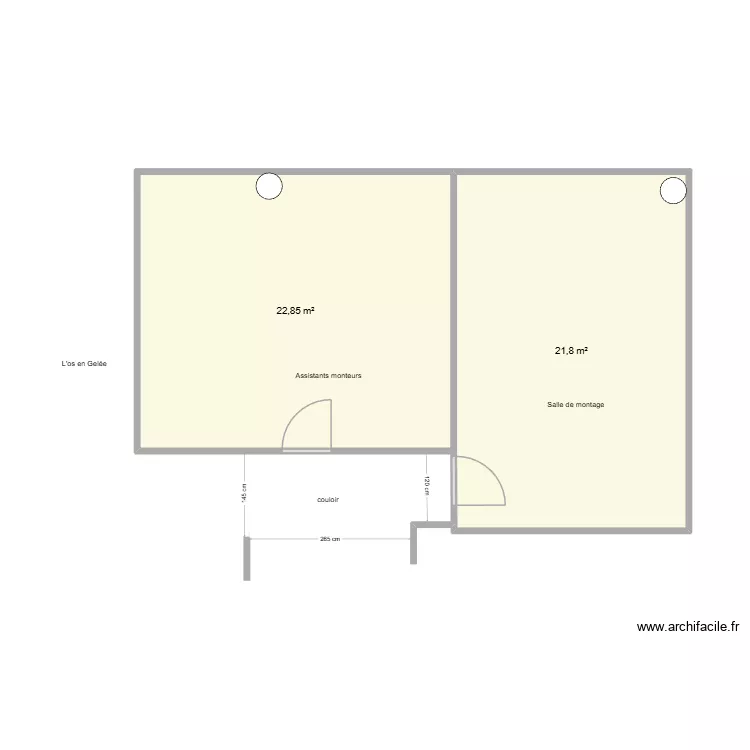 salles de montage. Plan de 2 pièces et 45 m² salles de montage. Plan de 2 pièces et 45 m²