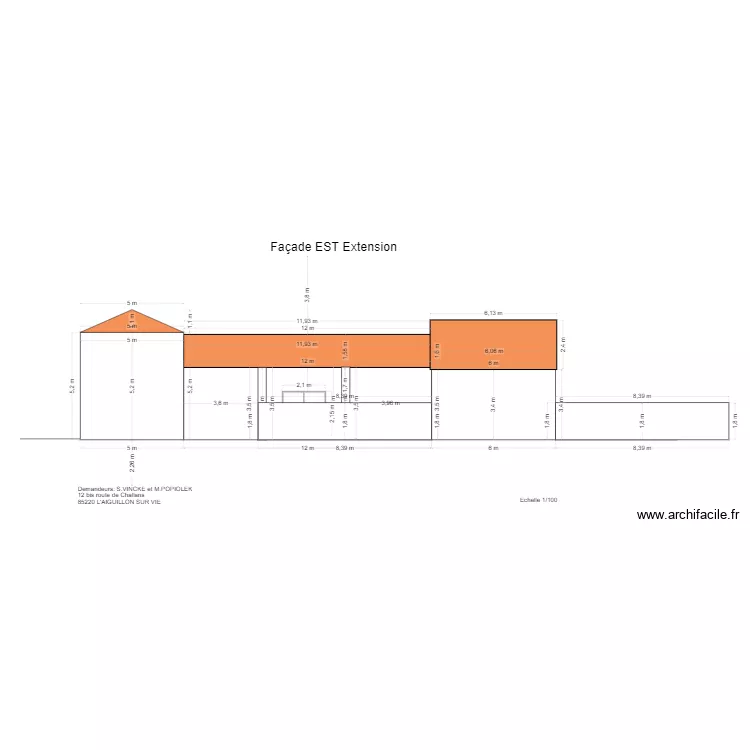 Fa&ccedil;ade EST. Plan de 