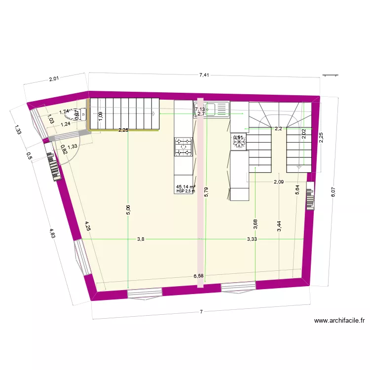 ET1_sansmeubles. Plan de 1 et 45 m² ET1_sansmeubles. Plan de 1 et 45 m²