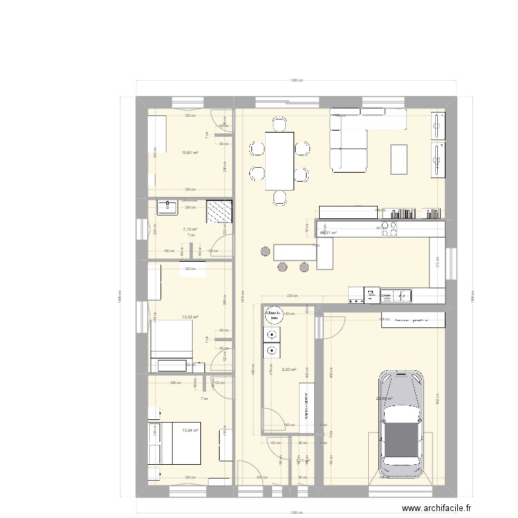 Maison 15.00m x 10.00m. Plan de 8 pièces et 152 m2
