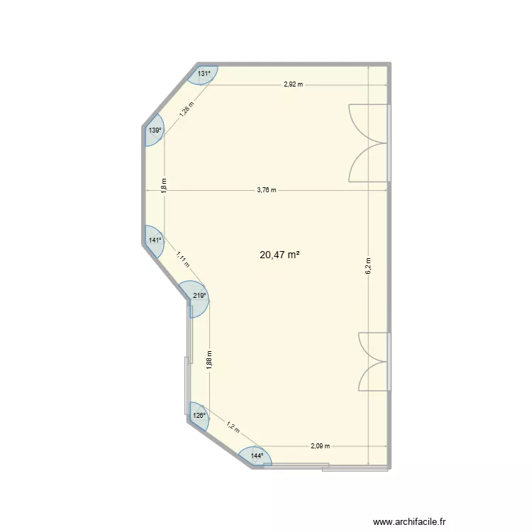 DUBOST. Plan de 1 pièce et 20 m²