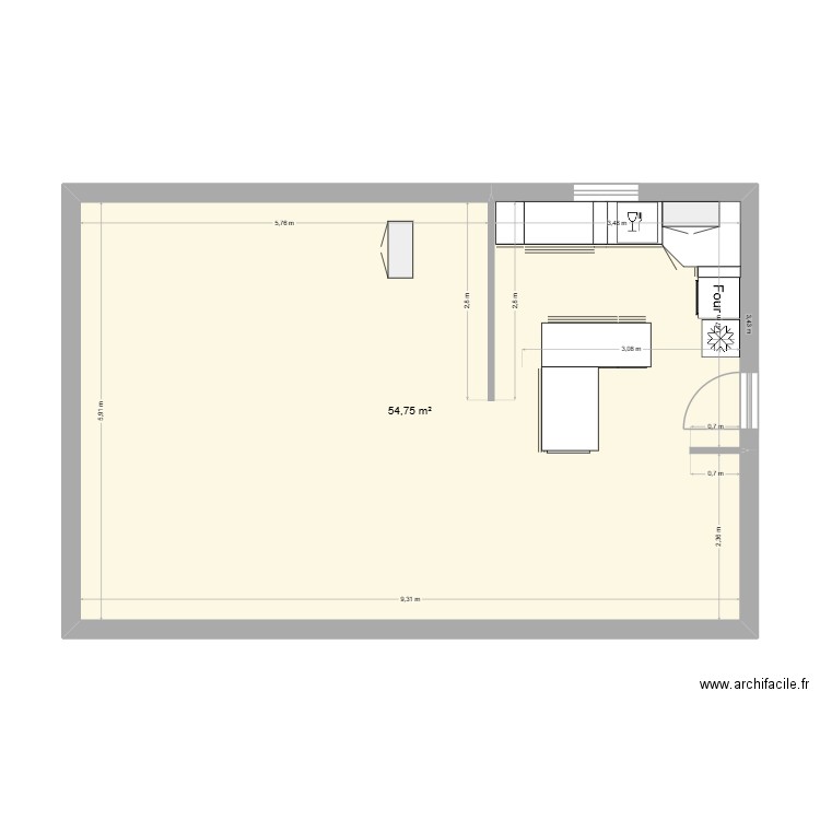 LAFONT 2. Plan de 1 pièce et 55 m2