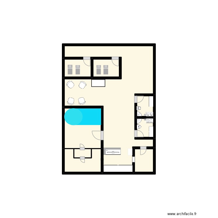 Projet Bac Spa Montaigne. Plan de 8 pièces et 5 m2