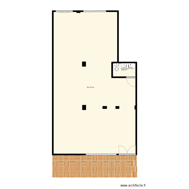 Mag. Plan de 2 pièces et 84 m2