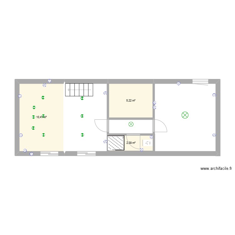 chambre. Plan de 3 pièces et 18 m2