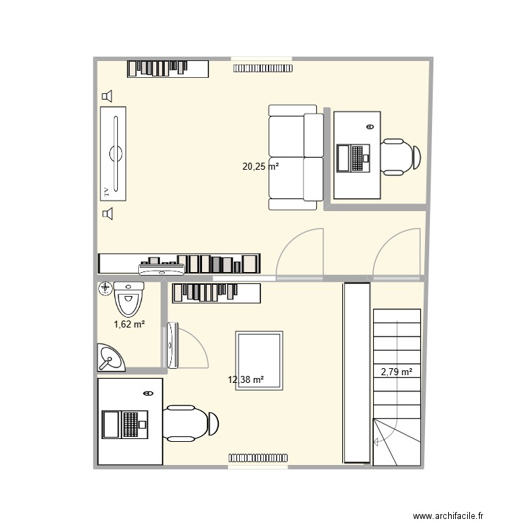 Gruissan aménagement avec escalier dans le garage 2. Plan de 4 pièces et 37 m2