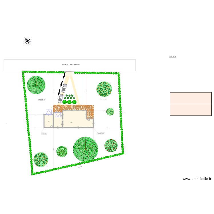 Plan de masse aprés travaux. Plan de 2 pièces et 132 m2