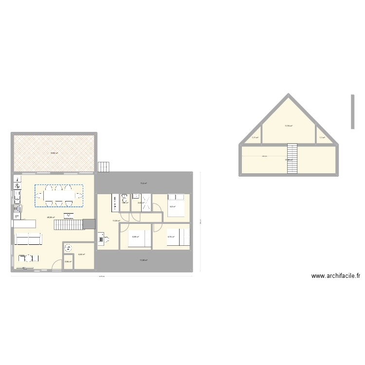 coucouron 4. Plan de 16 pièces et 158 m2