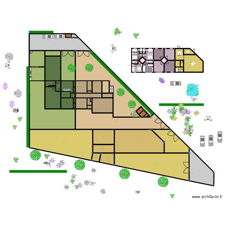DECOUPAGE MAISON NR  DERRIERE APPART 220725. Plan de 68 pièces et 2094 m2