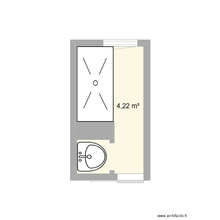 sdb. Plan de 1 pièce et 4 m2