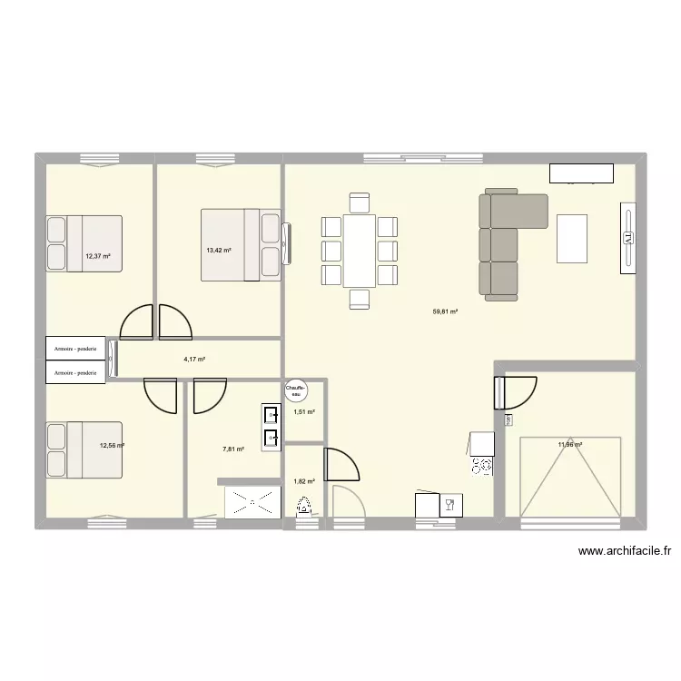 projet maison. Plan de 9 Pièces et 125 m² projet maison. Plan de 9 Pièces et 125 m²
