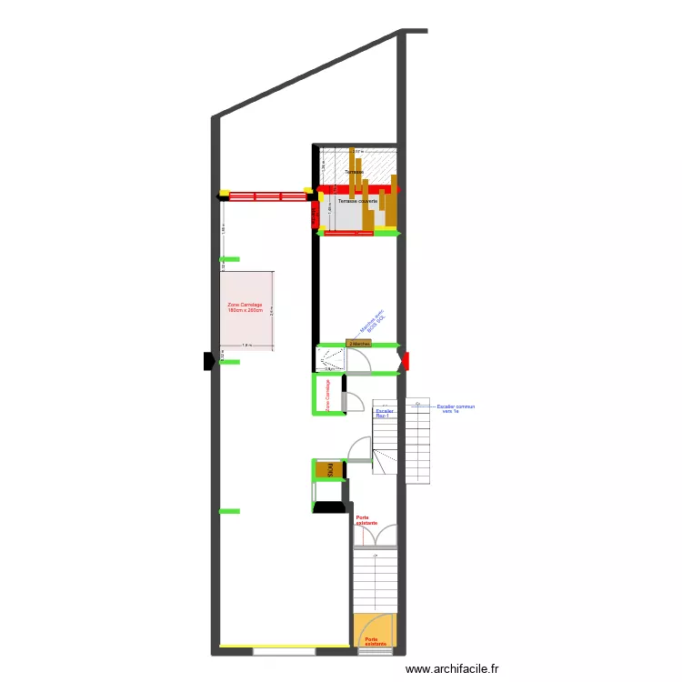 BAUCQ 77 Bel &eacute;tage TERRASSE - Bois -. Plan de 7  et 94 m²