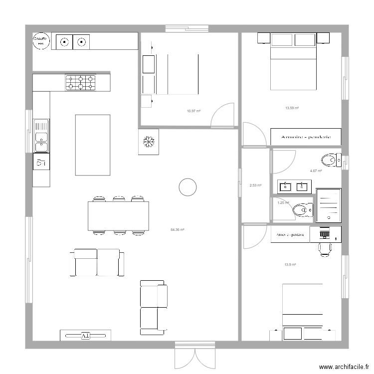 grange essai. Plan de 7 pièces et 111 m2