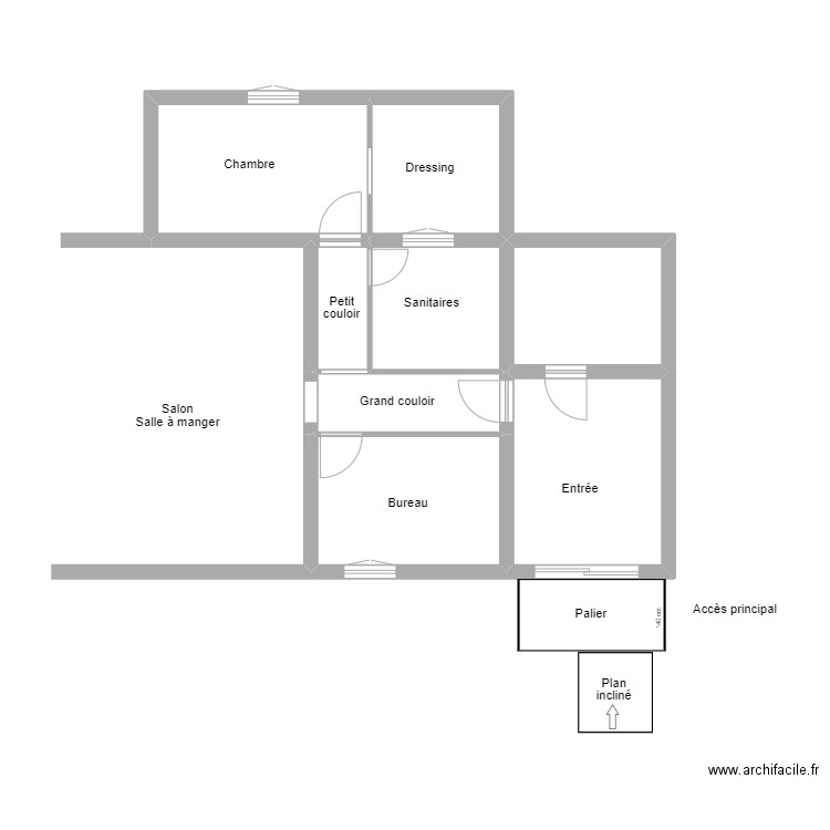 Marlène M Reg accès extérieur. Plan de 8 pièces et 54 m2