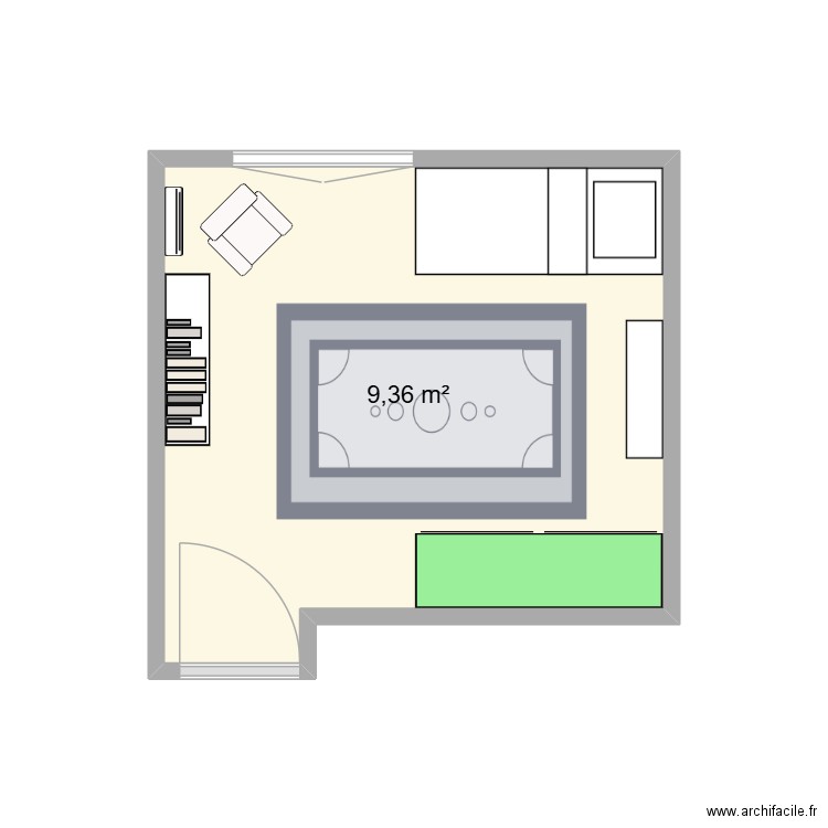 Olivia. Plan de 1 pièce et 9 m2