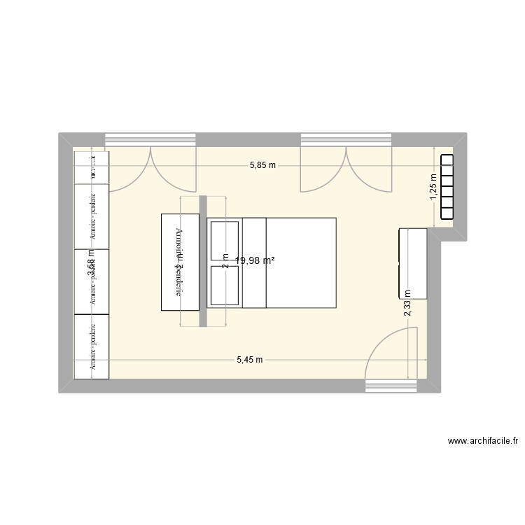 Grande Chambre. Plan de 1 pièce et 20 m2