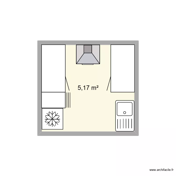 Cuisine T.Paradan. Plan de 1  et 5 m²