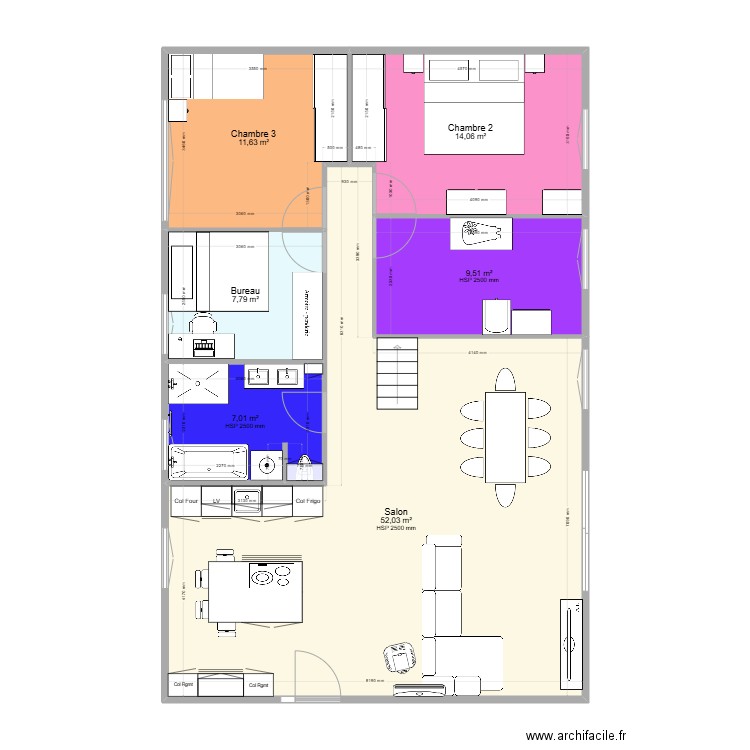 Maison St priest. Plan de 6 pièces et 102 m2